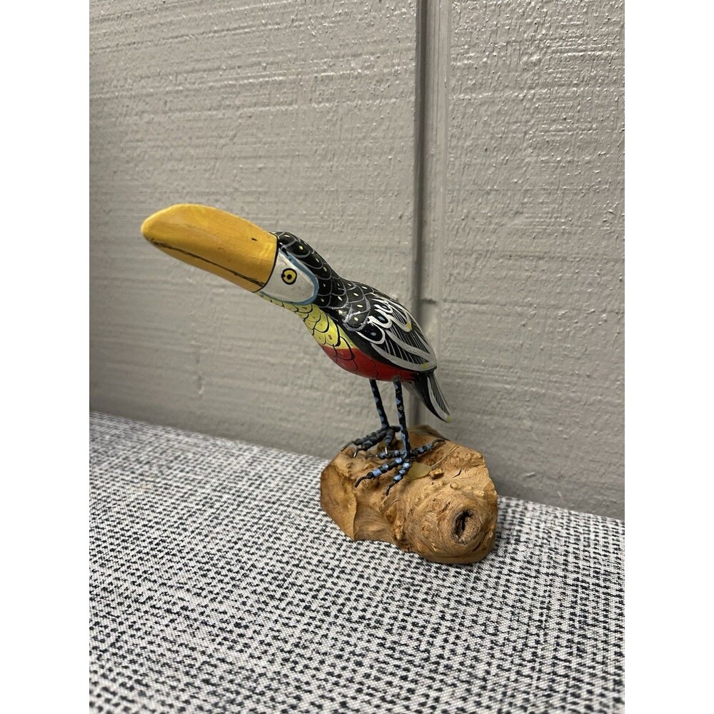 4 Inches” Painted Wooden Toucan Hand Carved Hand Painted
